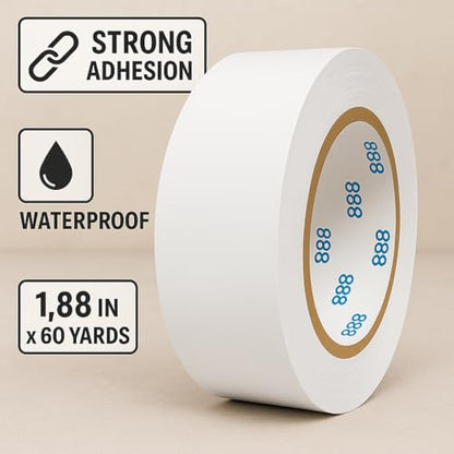 MG888 Multi-Purpose Duct Tape 1.88 Inches x 60 Yards, Crafts, Repairs & DIY Projects, 1 Roll (White)