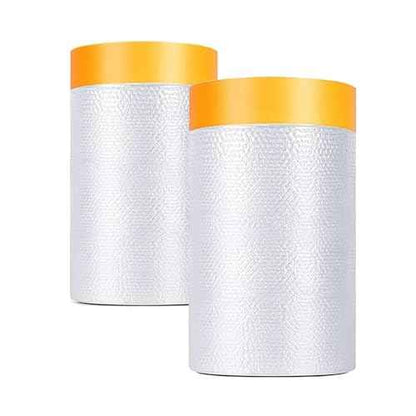 Painters Plastic with Tape 22" x 66',Pre-Taped Masking Film for Painting,Paint Protection Film with Built-in Tape, Drip-Free Painting for Cars,Walls, Floors, Furniture£¨2 Rolls£©