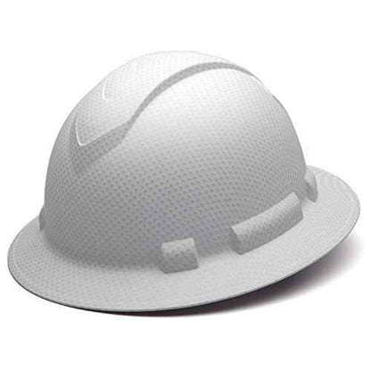 Pyramex Ridgeline Full Brim Hard Hat 4 Point Ratchet Matte White Graphite Pattern