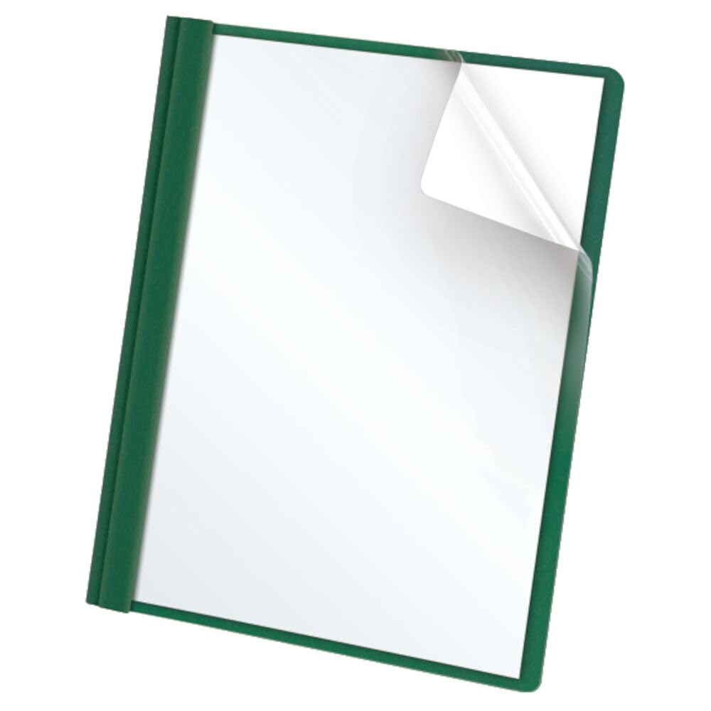 Oxford Report Covers, Clear Front, Letter Size Folder with Prongs, for Presentation at School or Office, Hunter Green, 25 per Box (55856EE)