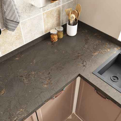 Wallercity Brown Gold Marble Contact Paper for Countertops Marble Wallpaper Matte Counter Contact Paper Waterproof Rock Brown Countertop Peel and Stick for Kitchen Island Table Bathroom 15.8x78.7 Inch