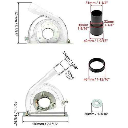 QWORK Cutting Dust Shroud for Angle Grinder 4-1/2" to 5", Transparent Cutting Dust Shroud Grinding Cover, Angle Grinder Dust Collection Attachment