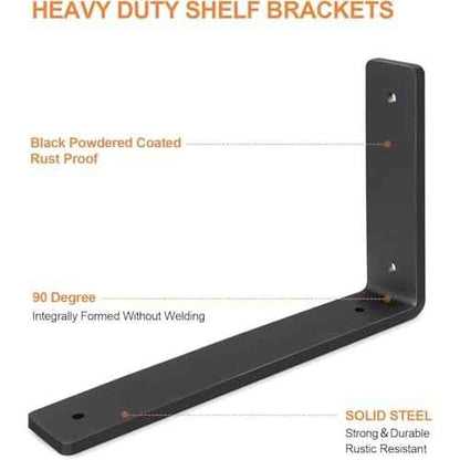 Heavy Duty Shelf Brackets 10 Inch, 8 Pack Floating Shelf Brackets, L Wall Shelf Bracket for DIY Decorative with Mounting Hardware
