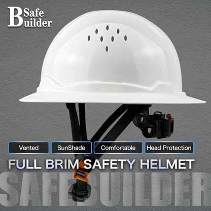 G1 Construction Full Brim Hard Hat for Big Head HDPE Safety Helmet Vented Hardhats Sunshade Industrial Work Head Protection for Men ANSI/ISEA Z89.1