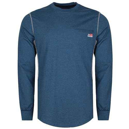 BOCOMAL FR Shirts for Summer Breathable Vented Design 6oz Heather Jersey Flame Resistant Long Sleeve Crew T Shirt