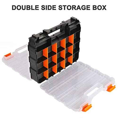 Mayouko Double Side Tools Organizer, Customizable Removable Plastic Dividers, Hardware Box Storage, Excellent for Screws,Nuts,Small Parts, 34-Compartment,2 PCS Set,12.6"L x 10.6"W x 3.2"H