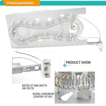Dryer Heating Element Kit Fit for Maytag Epic z Bravos MED5630HC1 MED5630HC2 MED5630HW1 MED5630HW0 MED5630HW2 MED3500FW1 MED5630HC0 MED5500FW2 MED5500FW1 MEDC700VW0 MED5500FC1 MED5500FC2