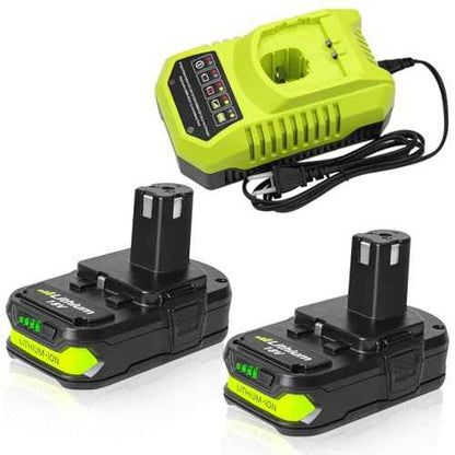 2 Pack 18V 3.0AH Battery Compatible with Ryobi 18V Battery with Charger Combo Kit