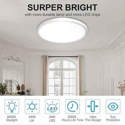 DINGLILIGHTING 6Pack LED Flush Mount Ceiling Light: 12 inch Super Slim Dimmable & 5CCT (2700-6000K) Kitchen Lighting Fixtures Ceiling - 24W White Low Profile Ceiling Lamp for Bedroom Garage Hallway