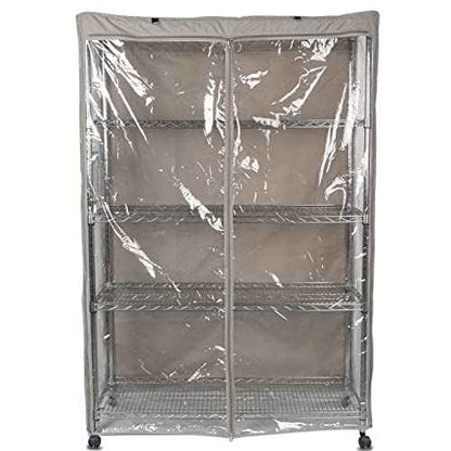 YLOVAN Storage Shelf Cover Wire Rack Shelving Dust Protective, Fits Racks 48" L x 19'' D x 72'' H Three Side See Through Panel (Cover only)