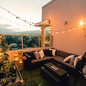 Lightdot 100FT Outdoor String Lights, LED Bistro String Lights with Shatterproof S14 Bulbs, 2200K Dimmable, Waterproof Hanging Lights for Porch, Party, Garden, Backyard, Balcony - ETL Listed