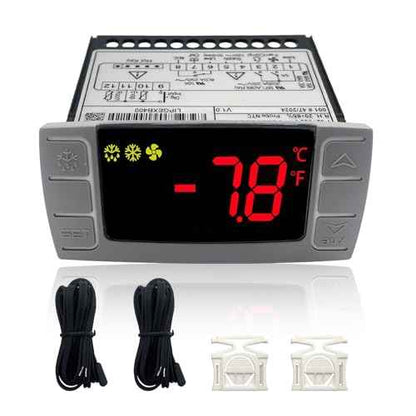 XR06CX-4N1F1 Temperature Controller with NTC Temperature Sensor Probe Compatible with Dixell XR06CX-4N1F1 Temperature Thermostat Fit for 120V 50-60Hz Commercial Refrigerators/Freezer (with Clasp)
