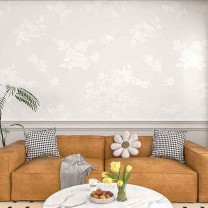 Livelynine White Wallpaper Peel and Stick Floral Texture White Contact Paper for Cabinets Removable Vinyl Kitchen Cabinet Covering Paintable Textured Wallpaper for Walls Bathroom Ceiling 15.8x78.8"