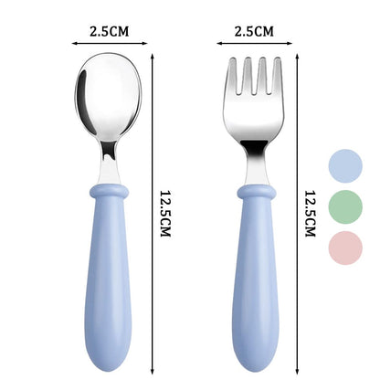 Pimoys 6 Pieces Toddler Spoons Baby Spoons for Self-Feeding, Stainless Steel Kids Spoons with Round Handle Metal Toddler Utensils Children's Silverware Set BPA Free, Dishwasher Safe