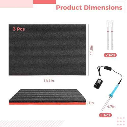 Homaisson Tool Box Foam Sets - Including 3 Tool Box Liners 1 Cutter and 2 Marker Pens Adjustable Tool Foam Organizers Non-Slip EPE Toolbox Liner Mats for Storage,18.1¡¿11.8¡¿1"