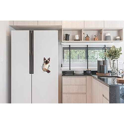 Winston & Bear 3D Cat Stickers - 2 Pack - Breakout Siamese Decals for Wall, Bedroom, Fridge, Toilet, Room - Retail Packaged Blue-Eyed Siamese Stickers