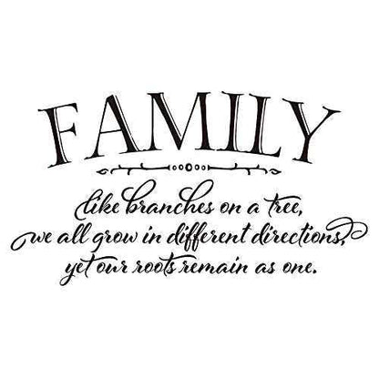 Family Like Branches on a Tree we All Grow in Different Directions Yet Our Roots Remain as one - Pure Black Vinyl Wall Decals Quotes Handwriting Seperated Art Letters Wall Sayings Home D?cor