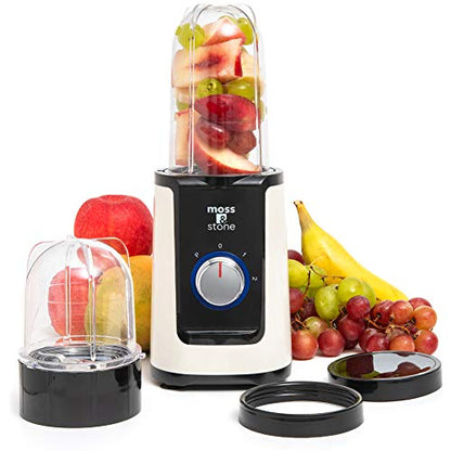 Moss & Stone MiniSmoothie Blender, Compact Personal Blender with Additional Cups Bullet Shape For Frozen Drinks, To-Go Portable Cups with Lids, Juice & Smoothie Maker