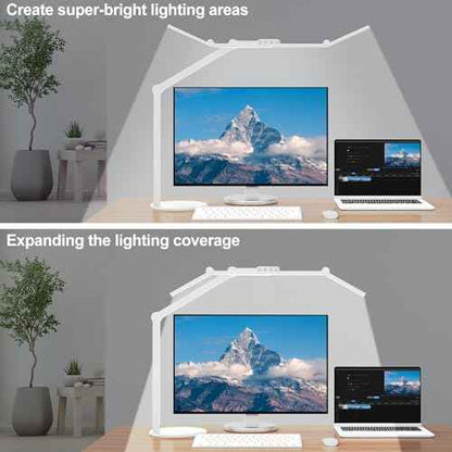 Micomlan Led Desk Lamp with Atmosphere Lighting, Rotatable Tall Architect Desk Lamp for Home Office with Swing Arm, 24W Bright Auto Dimming Adjustable Computer Light with Base for Table