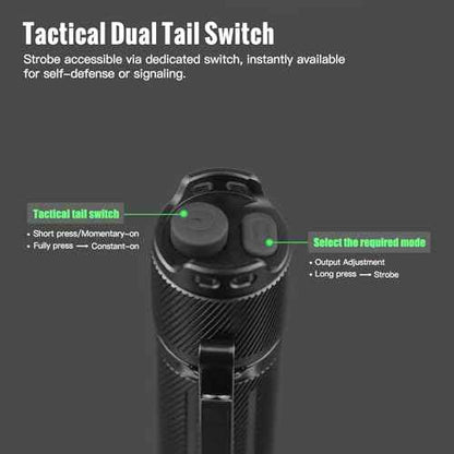 ThruNite Lynx Rechargeable Tactical Flashlight-3100 High Lumen USB-C Power Bank,417m Beam, Dual Rear Switches, IPX8 Waterproof LED Flashlights for Camping Outdoor Personal Defense