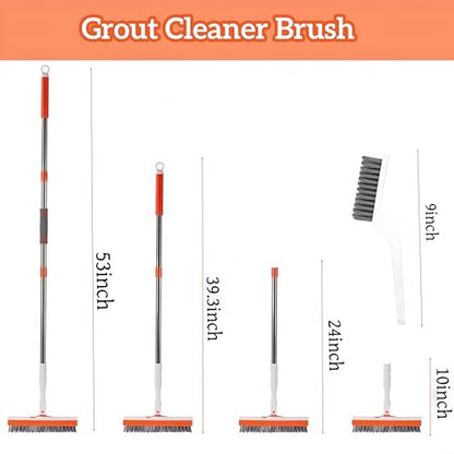 53''Grout Cleaner Brush with Long Handle,2 in 1 V-Shape Grout Line Scrubber 180¡ÆAdjustable for Crevice, Tile Line, Shower, Kitchen, Bathroom