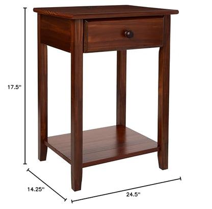 Casual Home Owl Night Stand with USB Port Charging Station and Drawer, 17.5" W x 14.25" D x 24.5" H, Natural Gray