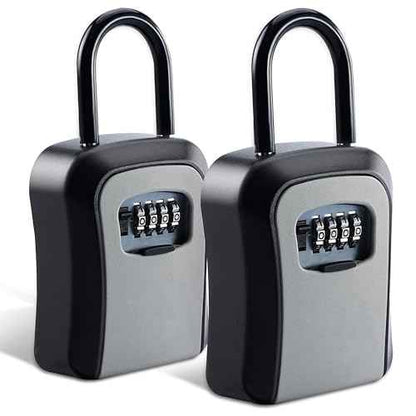 2 Pack Key Lock Box, Premium Zinc Alloy Lock Box, Anti-Smashing Lock Box for Keys with Combination Lock, 5 Key Capacity, Black