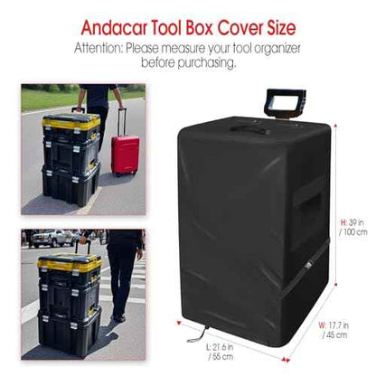 Tool Box Cover for DEWALT tool box with wheels, 600D Rolling Tool Box Organizer Cover Waterproof Tool Chest Cover, 21.6 x 17.7 x 39 In, Cover Only