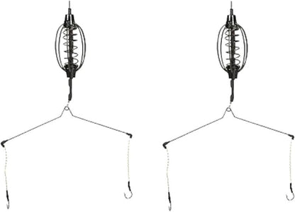 Galepromot 2Pcs Carp Fishing Feeder Baits Cage, Spring Fish with Holder, Inline Methods Tackle Baits Cage Hook Rigs Set Sinkers Feeder Tackle Fishing Sinkers