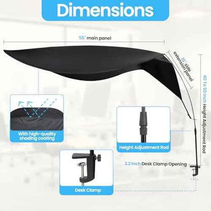 Adjustable Office Cubicle Desk Shade ?Blocks Light and Visual Distractions,70" Extra-Large Portable Shade for Office Cubicles and Desks