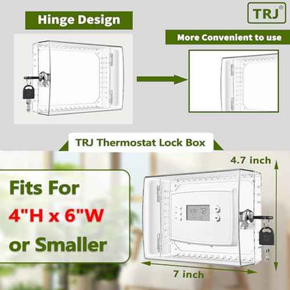 4 PCS Thermostat Lock Box with Key, Large Thermostat Cover with Lock for Thermostat on Wall, AC Control Lock Box Cover with Key, Air Conditioner Lockbox Fits Thermostats 5" H x 6" W or Smaller