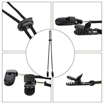 Black Adjustable Hat Strap Clips Windproof Clips Cap Retainers Anti-Lost Strap with Cord Locks for Sports