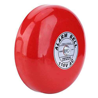 Electric Round Alarm Bell, Security Fire Alarm with Solid Aluminum Base, 150mm / 5.9in (AC110V)