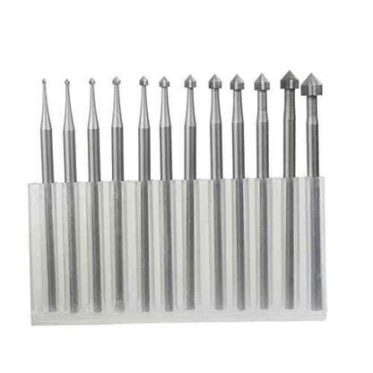 Luo ke 12 Pcs Cylinder-Cone Shape Carving Burr Sets, 3/32'' Shank Jewelry Making Stone Setting Burs for Lapidary (008-040)