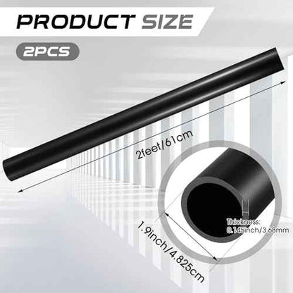 Landical 2 Pcs 1.5 Inch x 2 ft Black ABS Pipe DWV Drain Pipe Plastic Fittings for Drain Waste and Vent