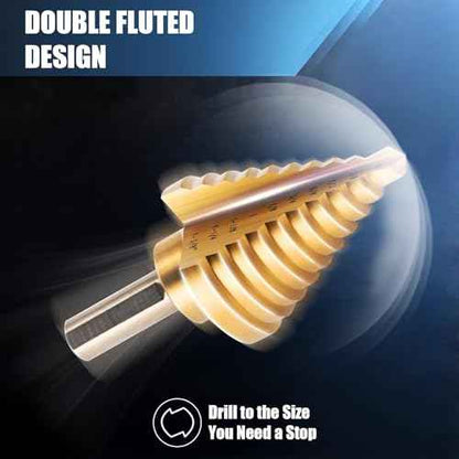 Titanium Coated HSS Step Drill Bit ? 10 Sizes (1/4" to 1-3/8") | High-Speed Steel Unibit for Metal & Plastic Sheet Drilling