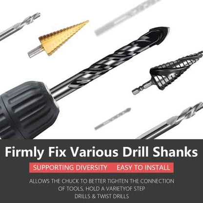0.8-10mm Capacity Mount Keyless Drill Chuck, 3/8-24 UNF Mount Thread Impact Chuck Converter Conversion Tool, Quick Change Conversion Adapter with 1/4 Inch Hex Shank