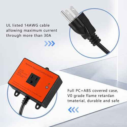 120V Automatic Vacuum Switch with Remote, Wireless Remote Switch for Dust Collector, Save Your Time, Keep Your Workplace Clean (Battery Included)