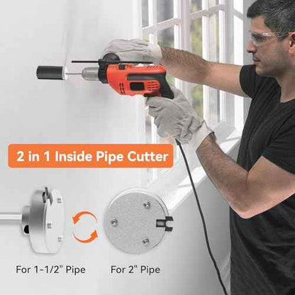 Inside Pipe Cutter for PVC Pipe-Aluminum Alloy Internal PVC Pipe Cutter for 1-1/2"and 2"Pvc Pipe, 7"Adjustable Cutting Depth PVC Pipe Cutter Tool Suitable for ABS, PVC, CPVC, PE, or PP Material