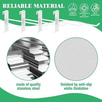 40Pcs 8" Gridwall Display Hooks Assortment Set, White Metal Grid Wall Panel Hanging Display Hook for Garage Shop Retail Storage, Wire Diameter 5mm/ 0.2¡±
