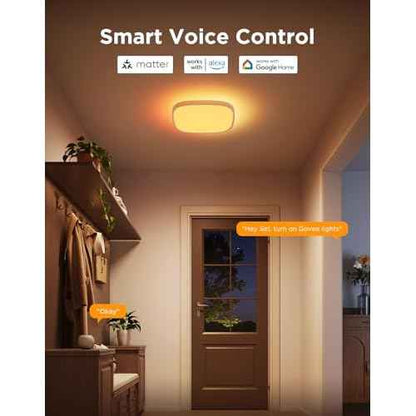 Govee Smart Ceiling Light, RGBIC LED Square Ceiling Light Fixture Works with Matter, 2400LM Flush Mount Light Fixture, DIY Colors, 2700K-6500K Dimmable for Bedroom, Living Room, 12 Inch, 1 Pack
