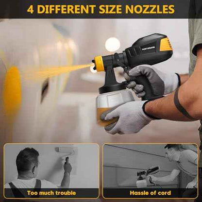 Brushless Cordless Paint Sprayer for Dewalt 20V Battery,4 Nozzles,150 Din/s Viscosity,1000ml/min Flow Rate & 1200ML Electric Paint Gun for Furniture, Walls (Battery Not Included)