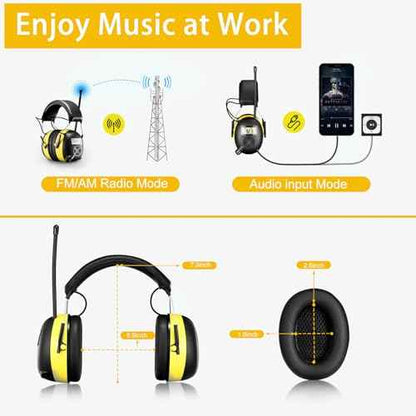 BJKing AM/FM Radio Headphones with Digital Display, 30dB AM FM Hearing Protection Safety Ear Muff, Ear Protection Headphone for Mowing, Landscaping, Shooting and Construction Black-Green
