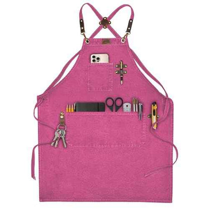 LEATHER VILLAGE Chef Aprons for Men Women with Large Pockets, Cotton Canvas Cross Back Adjustable Work Apron, Size M to XXL