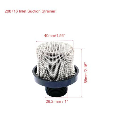 1 Pcs 288716 Inlet Suction Strainer and 6 Pcs 288749 Airless Spray Gun Filters 60 Mesh for Airless Sprayer