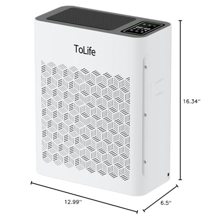 Tolife Powerful Air Purifiers for Home Large Room Up to 2000 Ft²Pets with Washable Filter, Sleep Mode, Timer, HEPA Filter Pet Air Purifier for Bedroom,White