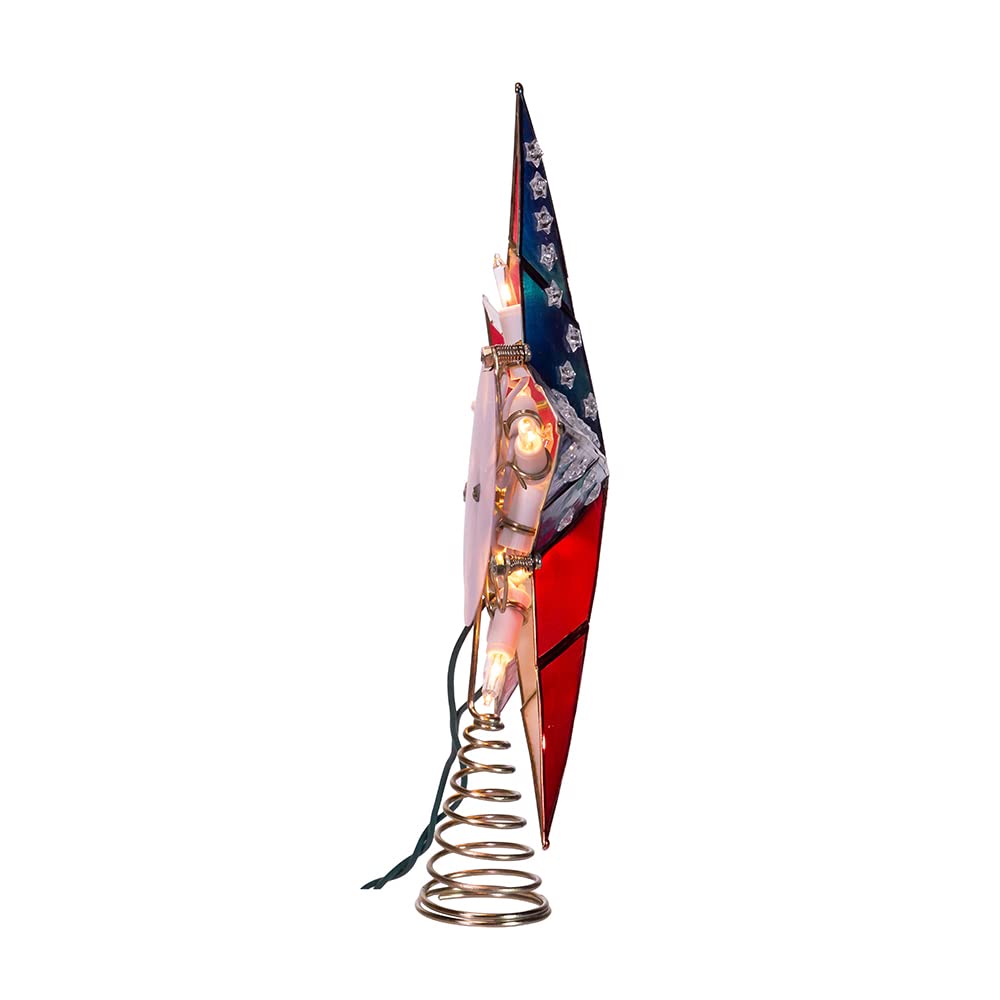 Kurt Adler UL 10L Capiz American Flag Inspired Star Treetop
