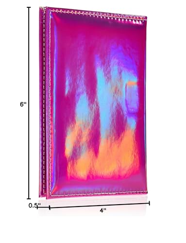 Pretty Little Passports Chrome Holographic Iridescent USA Passport Holder Cover Wallet - Unisex Adults - Faux Leather - RFID Protected - Pink & Gold