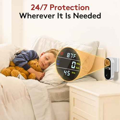 4 in 1 Plug in Natural Gas Leak & Carbon Monoxide Detector withTemperature & Humidity for Home, Kitchen, RV (2 Packs)