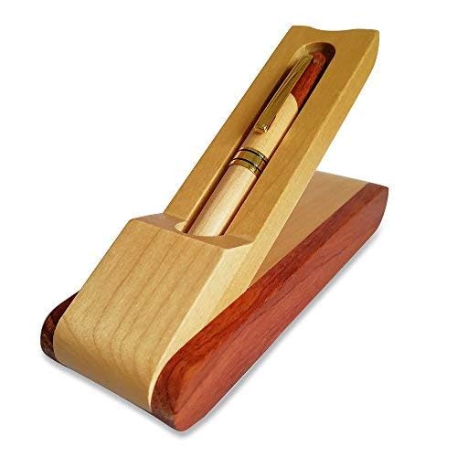 Renawe Luxury Wooden Ballpoint Pen Gift Set with Business Pen Case Display, Nice Writing Pen with Box and Gel Ink Refills Fancy Business Wood Pens Stand for Men Women Designer Cool Executive Pen